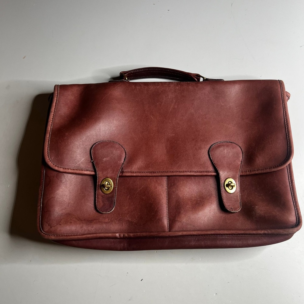 Vintage Coach Mahogany Leather Briefcase 034-1040 Made in USA Turnlock Bag